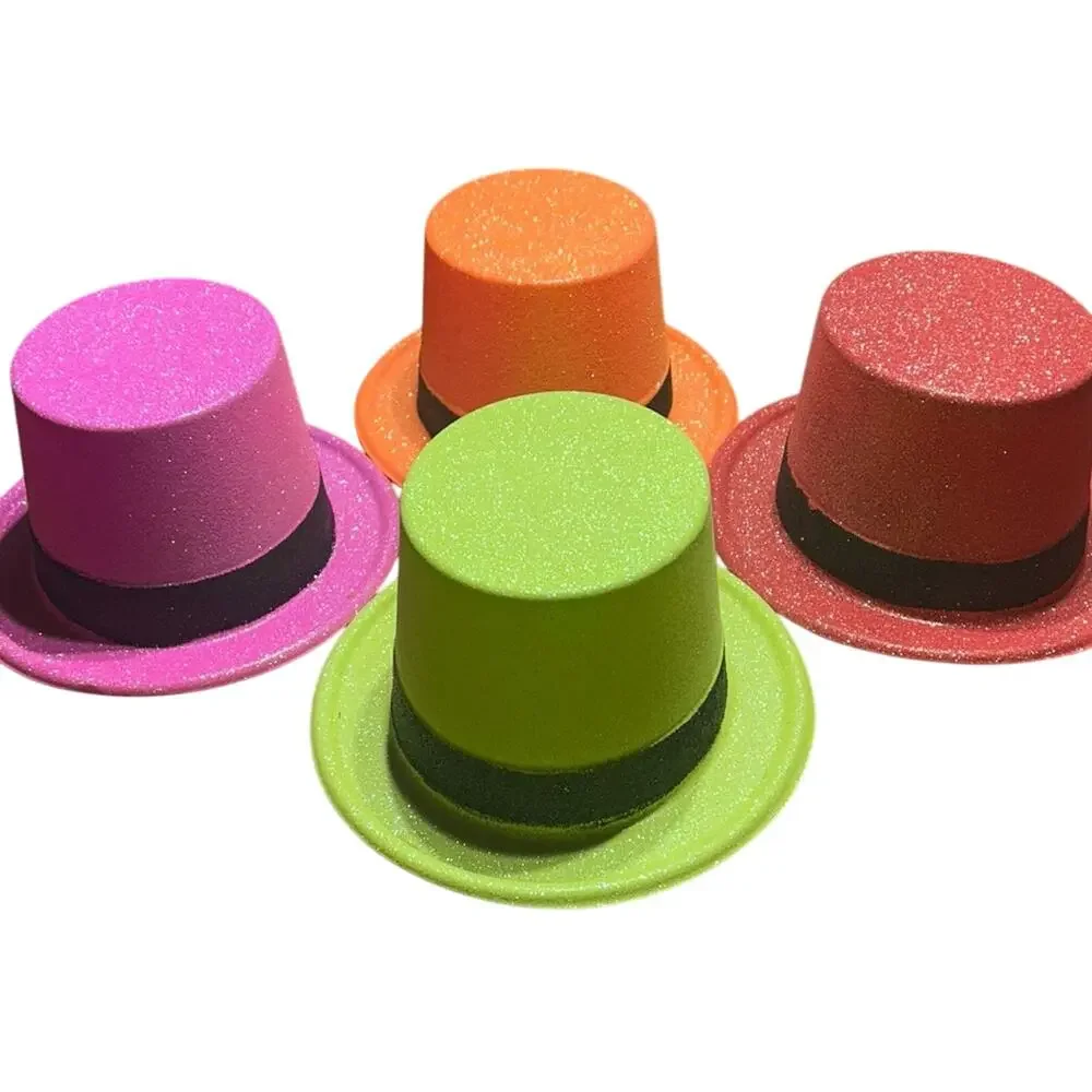 Glitter Party Top Hats - Pink, Orange, Green, Red